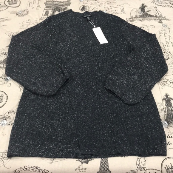 🎁 Eileen Fisher MetallicDetail Wool Blend Cardigan - Picture 5 of 10